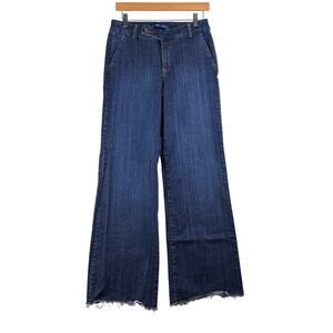 BandolinoBlu Wide Leg Trouser Jeans Womens 8 Raw Hem Cotton Stretch Vintage Y2K